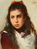 Portret młodej dziewczyny z czerwonym kokardą - Silvestro Lega — widok dzieła