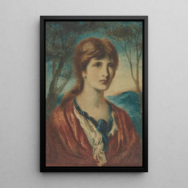 Portret młodej kobiety - Simeon Solomon — oprawiony obraz na ścianie