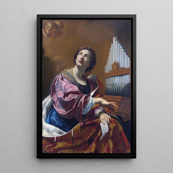 Świętej Cecylii - Simon Vouet — oprawiony obraz na ścianie