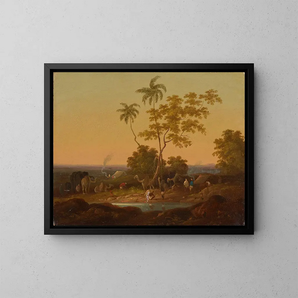 Un campement au crépuscule - Sir Charles D'Oyly — oprawiony obraz na ścianie
