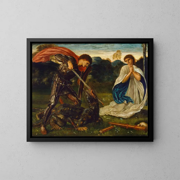 La lutte de saint Georges contre le dragon VI - Sir Edward Coley Burne-Jones — oprawiony obraz na ścianie