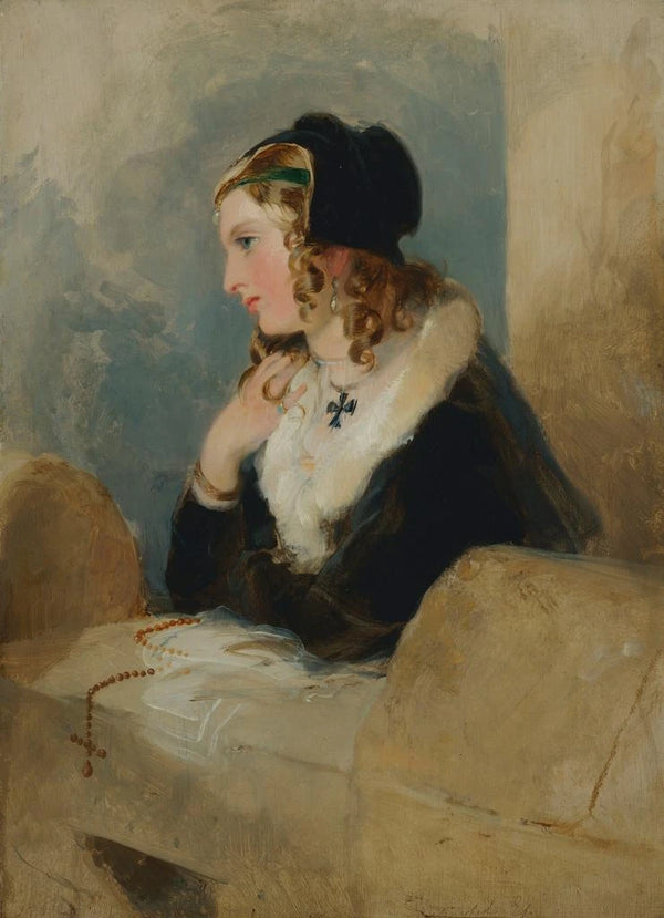 portret Catherine Seyton - Sir Edwin Henry Landseer — oprawiony obraz na ścianie