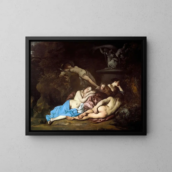 Nimfa przy fontannie - Sir Peter Lely — oprawiony obraz na ścianie