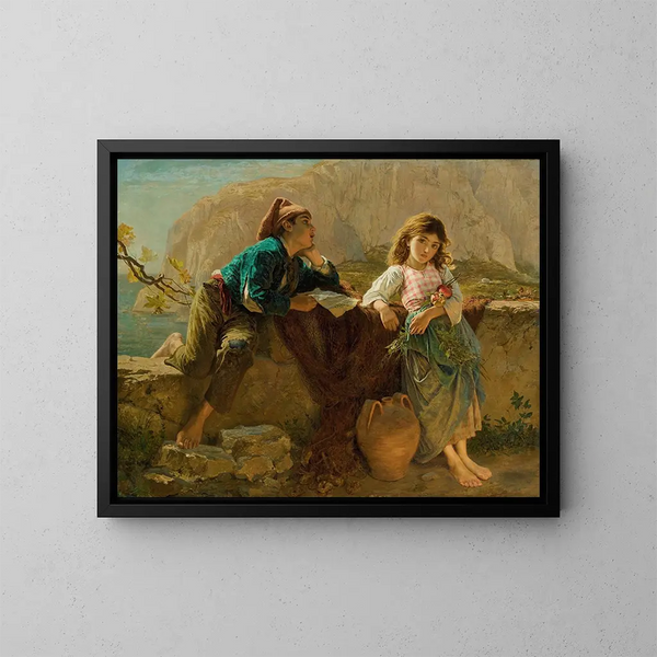 Dzieci rybaków na Capri - Sophie Anderson — oprawiony obraz na ścianie