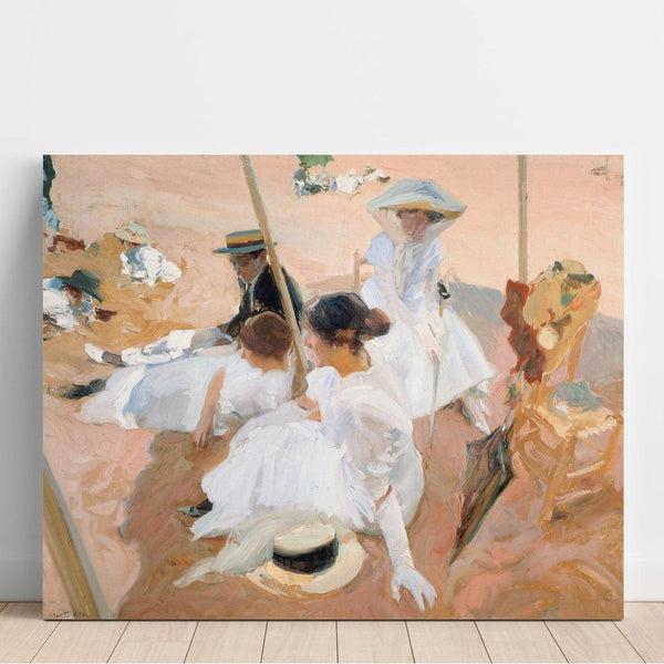 Reprodukcja obrazu Pod daszkiem, na plaży w Zarauz - Joaquín Sorolla