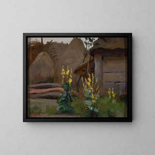 Stanisaw Straszkiewicz - Landscape study  Mulleins in front of a cottage.webp