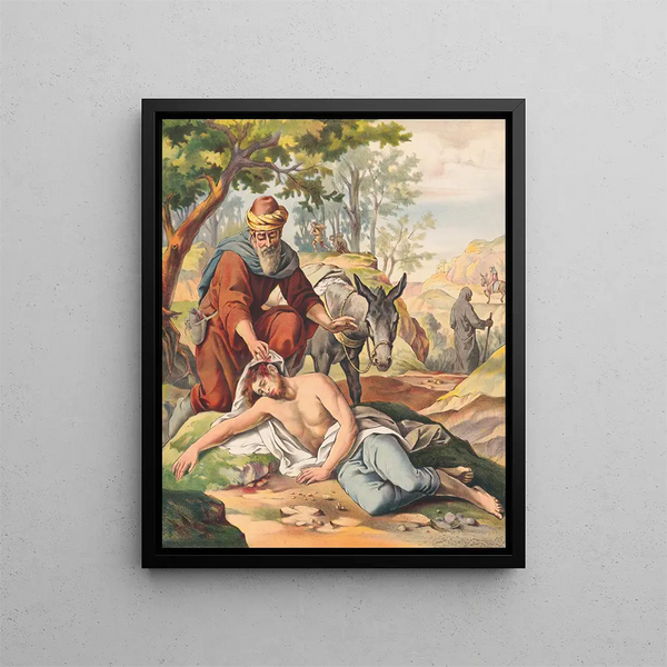 Dobry Samarytanin - Stecher Litho & Co.. — oprawiony obraz na ścianie