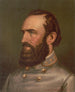 portretowy w półprofilu Stonewall Jackson w mundurze wojskowym - Strobridge Co Lith — widok dzieła