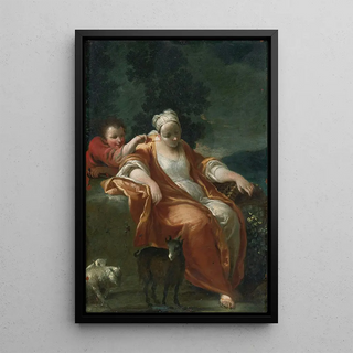 Studio of Giuseppe Maria Crespi - A Shepherdess Resting With A Young Boy Tickling Her Ear.webp