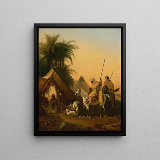 Studio of mileJeanHorace Vernet - Horsemen And Arab Chiefs Listening To A Musician.webp