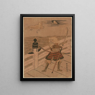 Suzuki Harunobu - Benkei and Heron on Bridge.webp