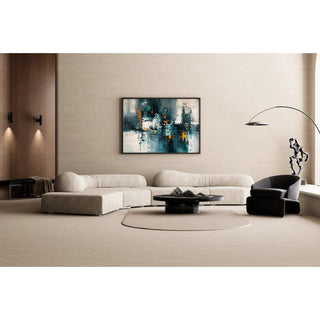 Tableau Abstrait – Fragments Urbains | Affiche Murale Moderne aux Couleurs Froides et Touches Orange | Déco Graphique pour Salon ou Bureau
