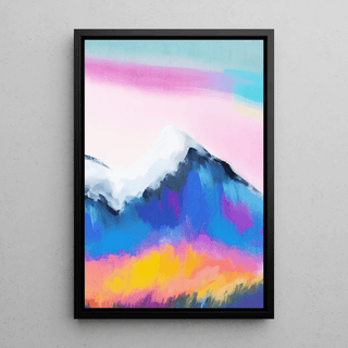 Tableau Coloré – Montagnes Arc-en-Ciel | Affiche Paysage de Montagne Abstrait | Déco Moderne pour Salon ou Bureau