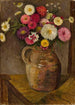 Asters i zinnias w dzbanku z gliny - Tadeusz Makowski — widok dzieła