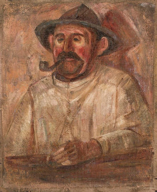 Tadeusz Makowski - Bust of a man in a hat with a pipe.webp