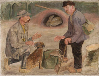 Rozmowa z myśliwym - Tadeusz Makowski — widok dzieła