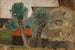 Fragment domu z dwoma drzewami - Tadeusz Makowski — widok dzieła