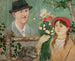 Idylle près d'une clôture, autoportrait de fille avec des fleurs et un chien - Tadeusz Makowski — widok dzieła