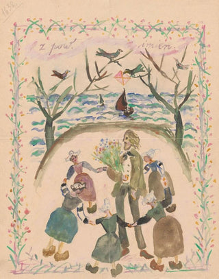 Tadeusz Makowski - Name day card for Maria Mickiewiczwna.webp