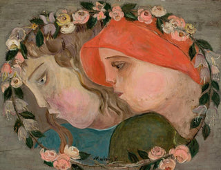 Tadeusz Makowski - Two heads of little girls in a garland of flowers.webp