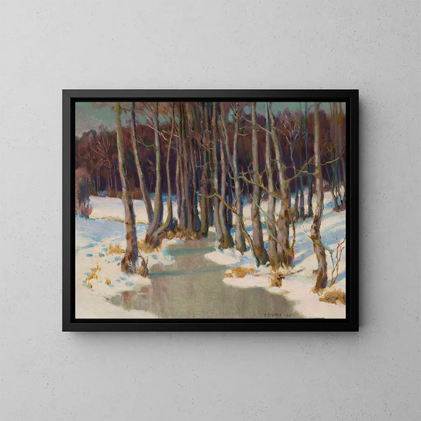 Ruisseau forestier en hiver - Teodor Ziomek — oprawiony obraz na ścianie