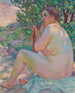 W cieniu krzewu - Theo van Rysselberghe — widok dzieła