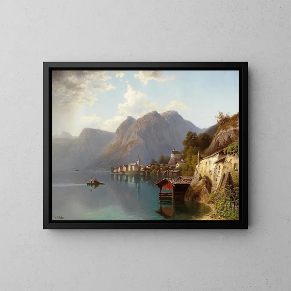 Widok na Hallstatt - Theodor Nocken — oprawiony obraz na ścianie