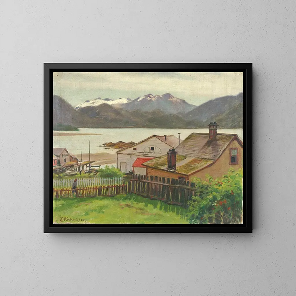 W starej dzielnicy Sitka 1900 - Theodore J. Richardson — oprawiony obraz na ścianie
