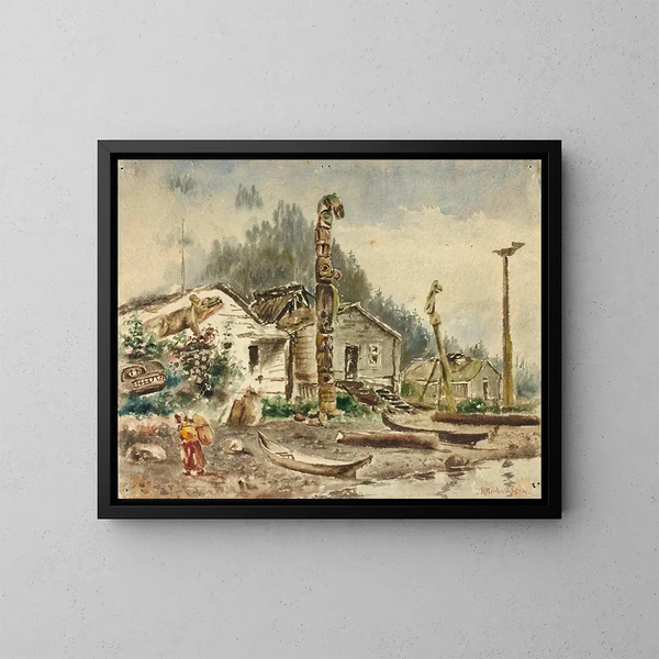 Widok na Wrangell, Alaska, w 1884 roku - Theodore J. Richardson — oprawiony obraz na ścianie