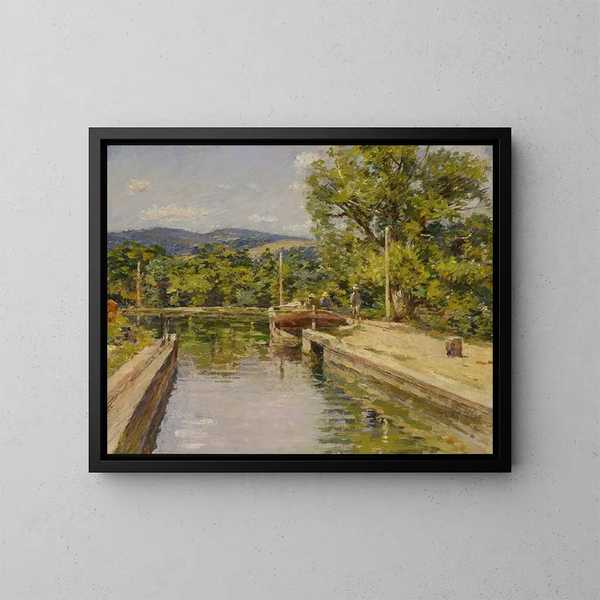 Scena kanału - Theodore Robinson — oprawiony obraz na ścianie
