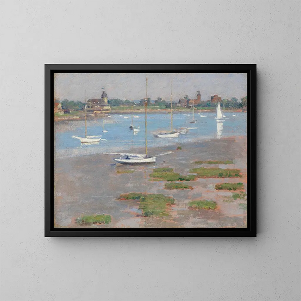 Niska morze przy klubie żeglarskim Riverside - Theodore Robinson — oprawiony obraz na ścianie