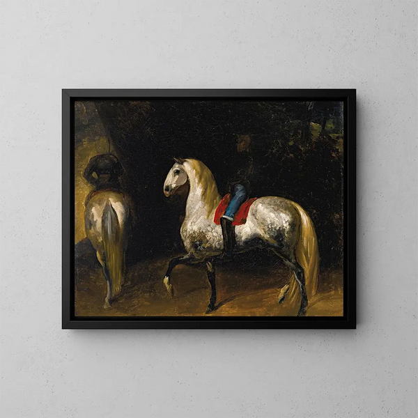 Szare konie z pomponami - Théodore Géricault — oprawiony obraz na ścianie