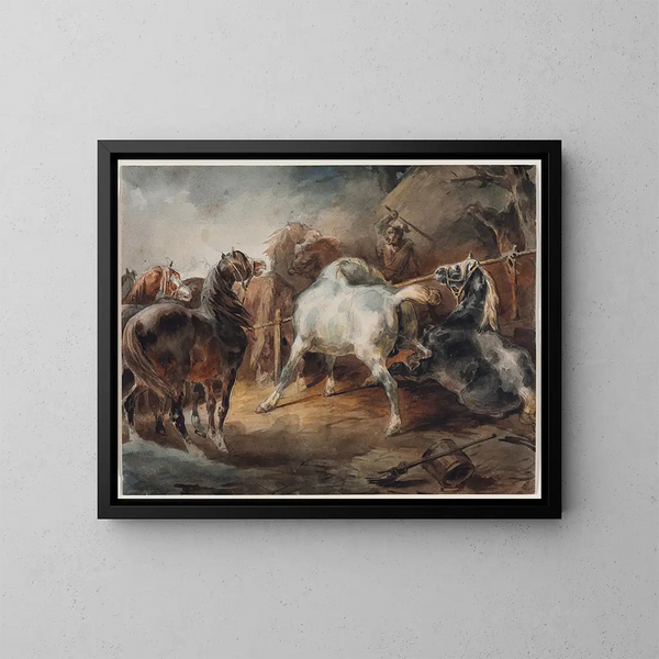 Walki konnej - Théodore Géricault — oprawiony obraz na ścianie