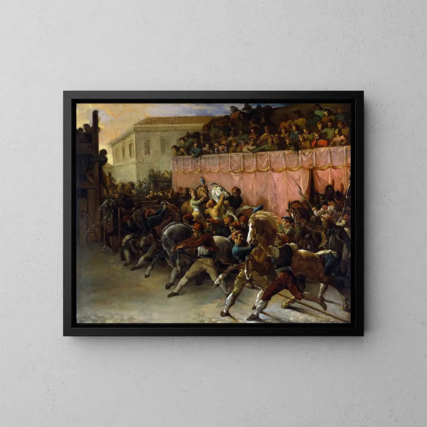 Biegacze bez jeźdźca w Rzymie - Théodore Géricault — oprawiony obraz na ścianie