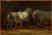 Trzy konie w stajni - Théodore Géricault — widok dzieła