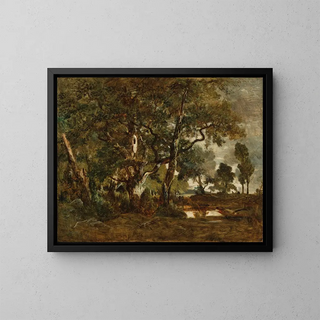 Thodore Rousseau - Forest of Fontainebleau Cluster of Tall Trees Overlooking the Plain of ClairBois at the Edge of Ba.webp