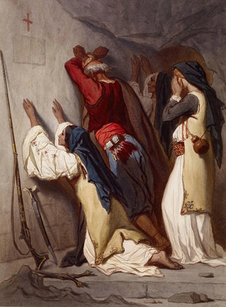 Thodore Valerio - Balkan Peasants Praying in Cave Chapel.webp