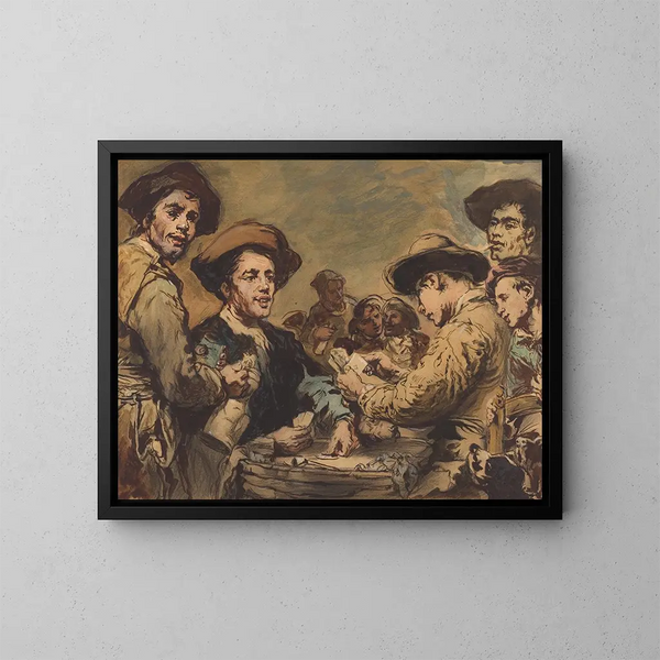 Les Joueurs de cartes - Théodule Ribot — oprawiony obraz na ścianie