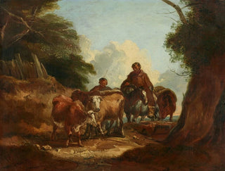 Thomas Barker Of Bath - Cowherds with cattle on a dirt road.webp