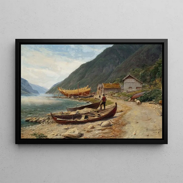 Gravensfjord - Thomas Fearnley — oprawiony obraz na ścianie