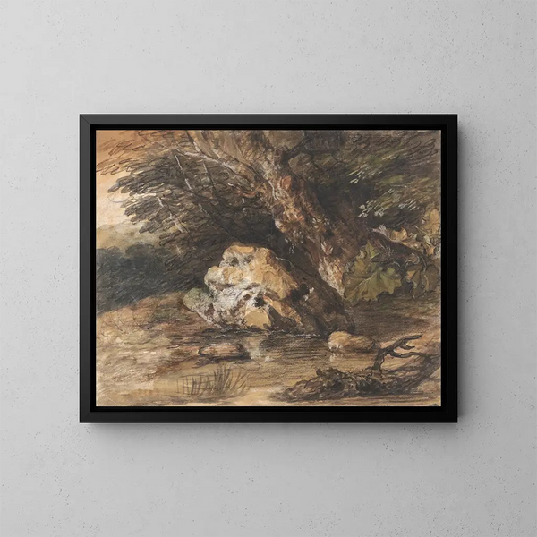 Obraz: Staw leśny z kamieniami i roślinami - Thomas Gainsborough — oprawiony obraz na ścianie