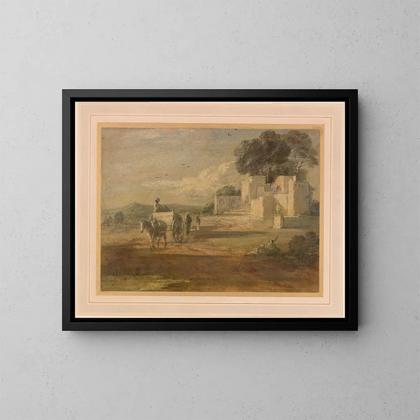 pejzaż z koniem, wozem i ruiną - Thomas Gainsborough — oprawiony obraz na ścianie