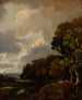 pejzaż z drzewami i polem, z kościołem w oddali - Thomas Gainsborough — widok dzieła