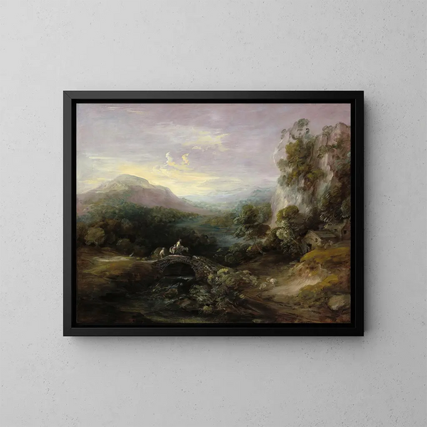 pejzaż górski z mostem - Thomas Gainsborough — oprawiony obraz na ścianie