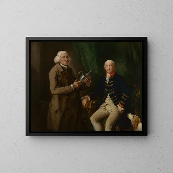 Portret Williama Anne Hollisa, 4. hrabiego z Essex, przedstawiający puchar Thomasa Clutterbuka z Watford - Thomas Gainsborough — oprawiony obraz na ścianie