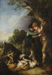 Dwóch młodych pasterzy z psami walczących - Thomas Gainsborough — widok dzieła