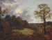 pejzaż z drzewami, chatką i pasterzem - Thomas Gainsborough — widok dzieła
