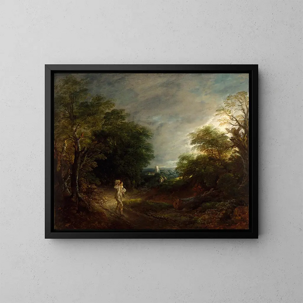 krajobrazu z drzewami z drwalem - Thomas Gainsborough — oprawiony obraz na ścianie