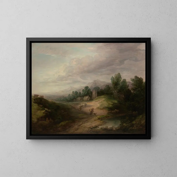 krajobrazu z drzewami o wysokości - Thomas Gainsborough — oprawiony obraz na ścianie