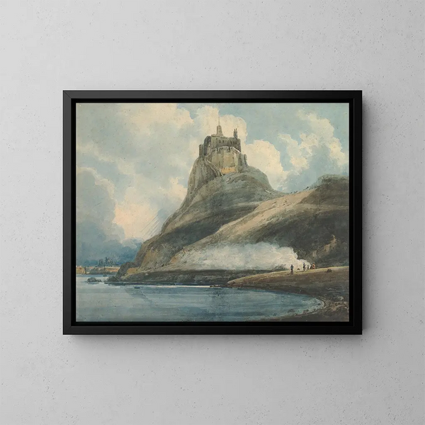 Zamku Lindisfarne, Wyspa Sainte-Marie, Northumberland - Thomas Girtin — oprawiony obraz na ścianie